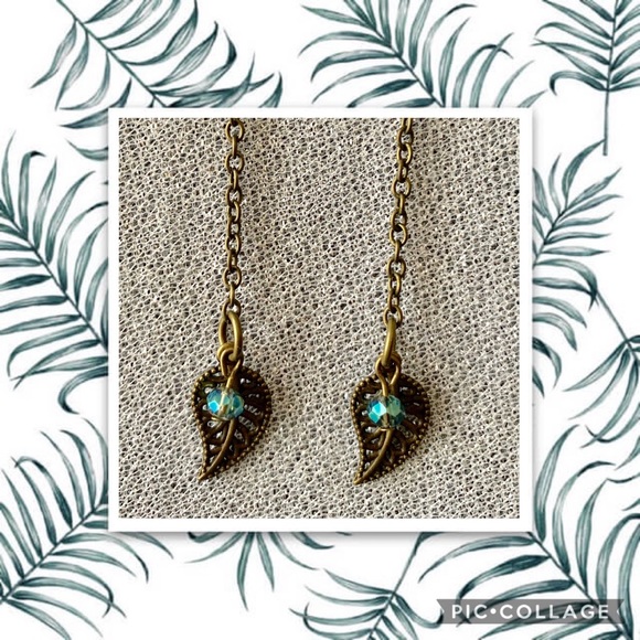 Bronze Leaf Dangle Earrings - Picture 2 of 2